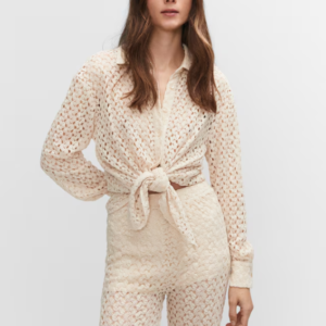 Pantalón recto crochet- MANGO / large