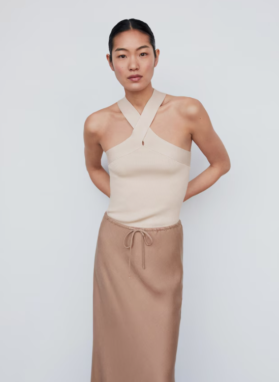 Musculosa punto cuello halter - MANGO / large