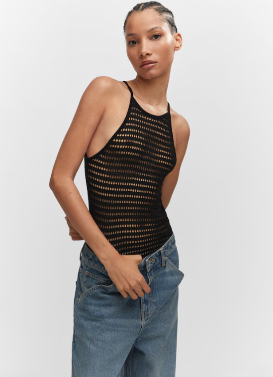 Musculosa de punto de escote halter - MANGO / medium