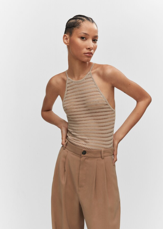Musculosa de punto de escote halter - MANGO / small