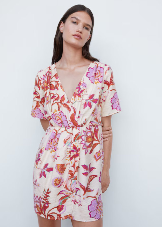 Vestido corto estampado cruzado - MANGO / small - Imagen 2