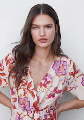 Vestido corto estampado cruzado - MANGO / small