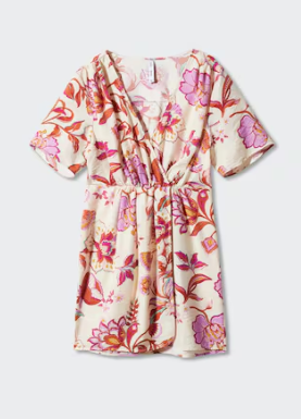 Vestido corto estampado cruzado - MANGO / small - Imagen 4