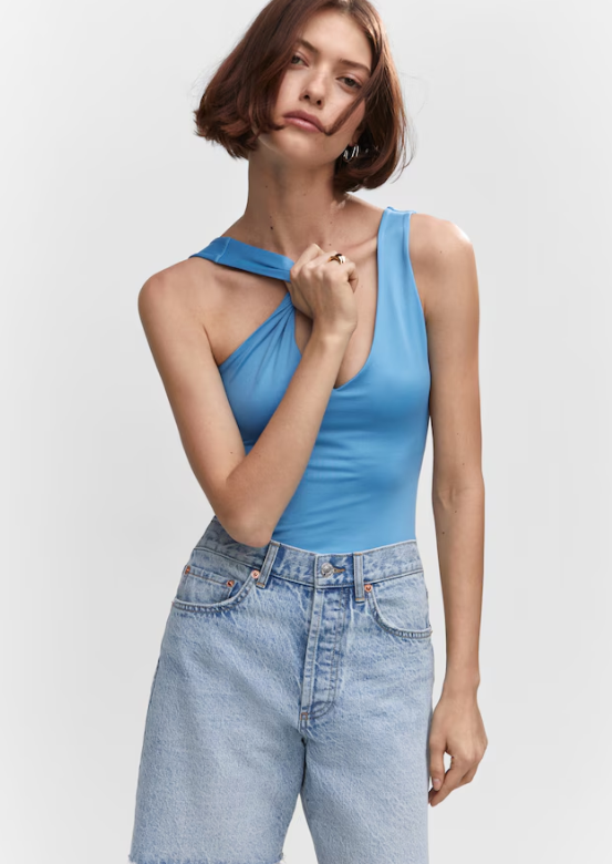 Body celeste escote V - MANGO / medium - Imagen 2